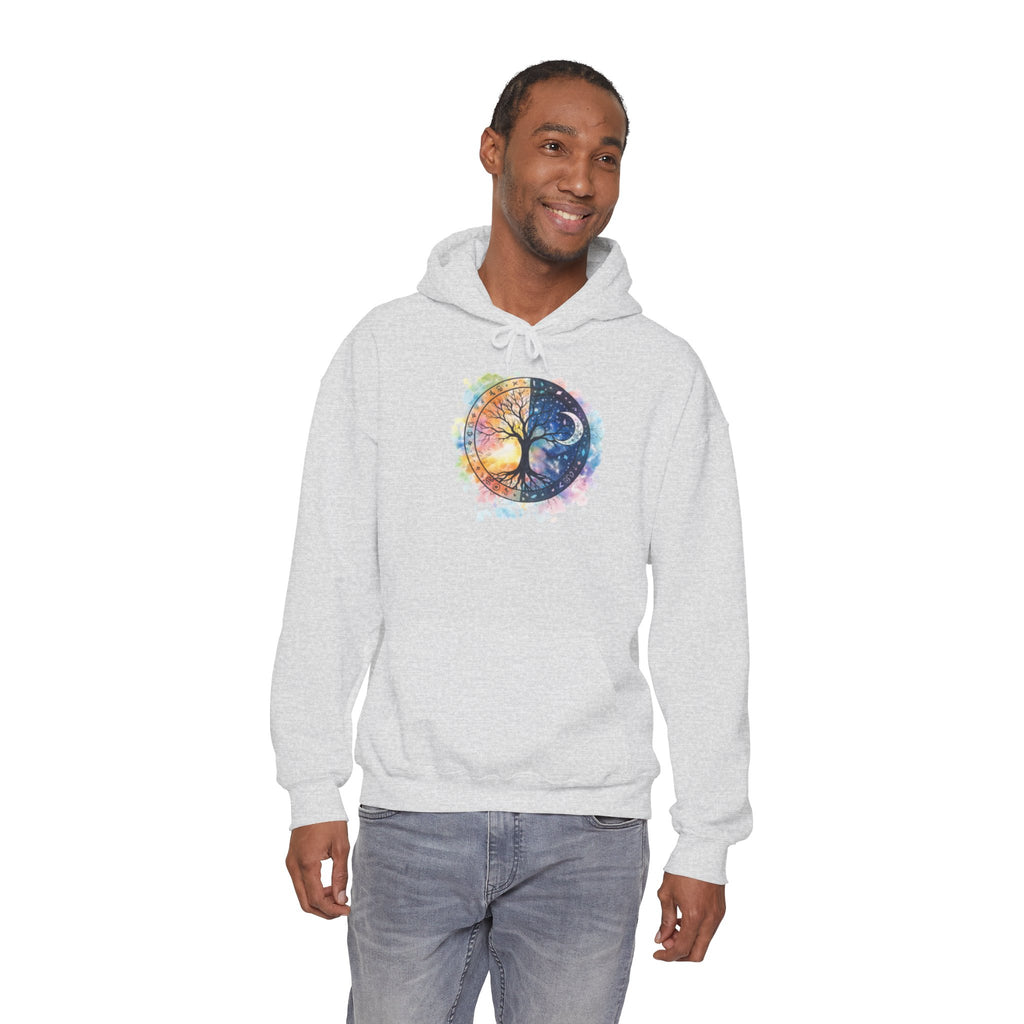 Yin Yang Tree Of Life Hoodie — Colorful Sun & Moon Spiritual Pullover