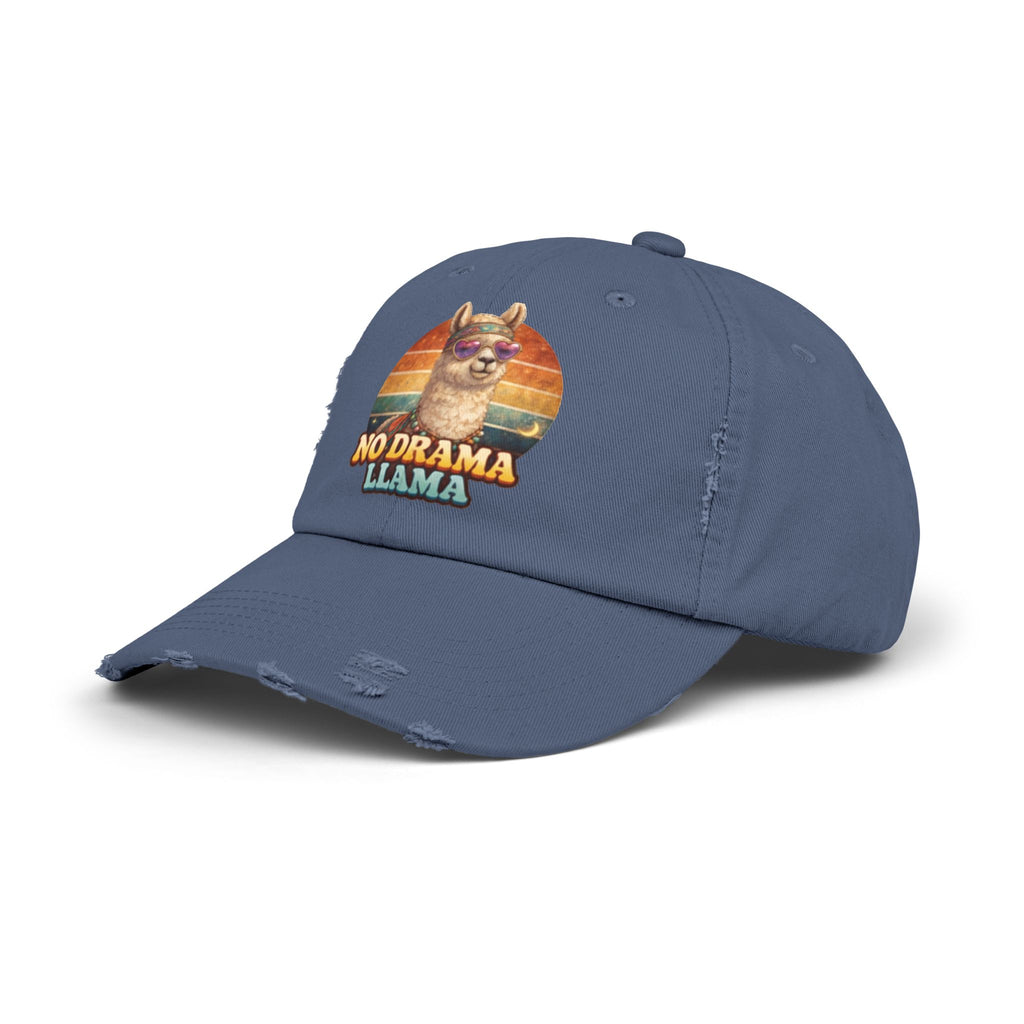 No Drama Llama Distressed Cap — Retro Llama Vintage Baseball Hat