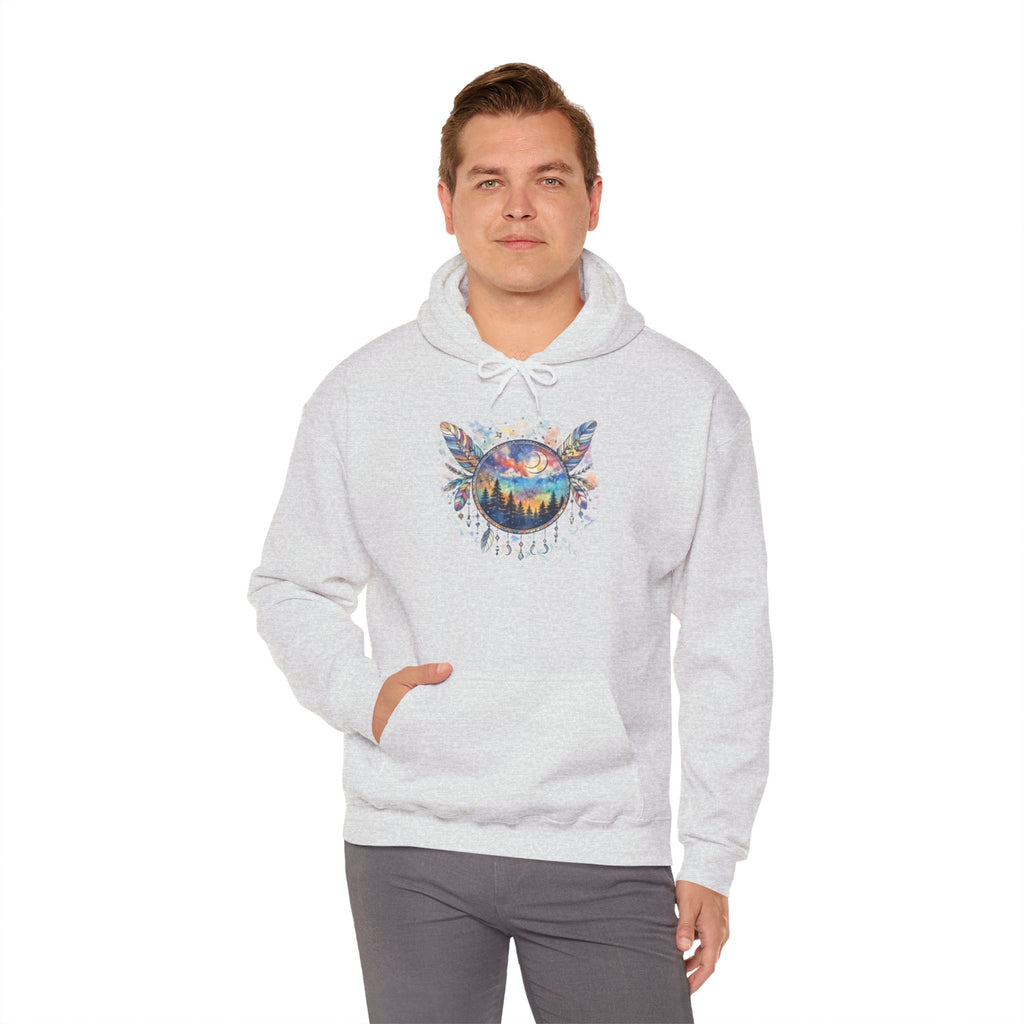 Nature Dreamcatcher Hoodie — Colorful Mountain Sunset Graphic