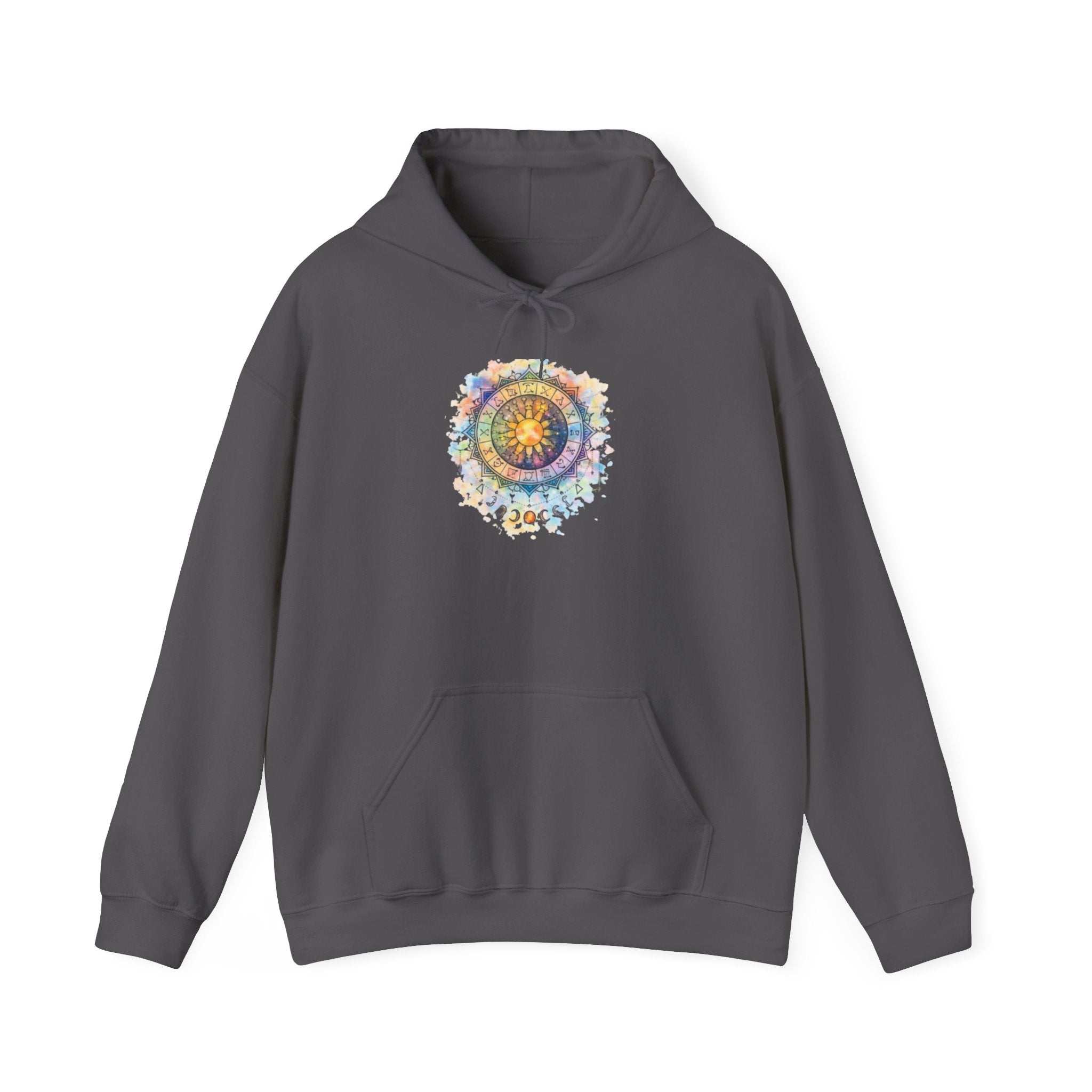 Astrology Compass Hoodie — Boho Tie-Dye Mandala Graphic