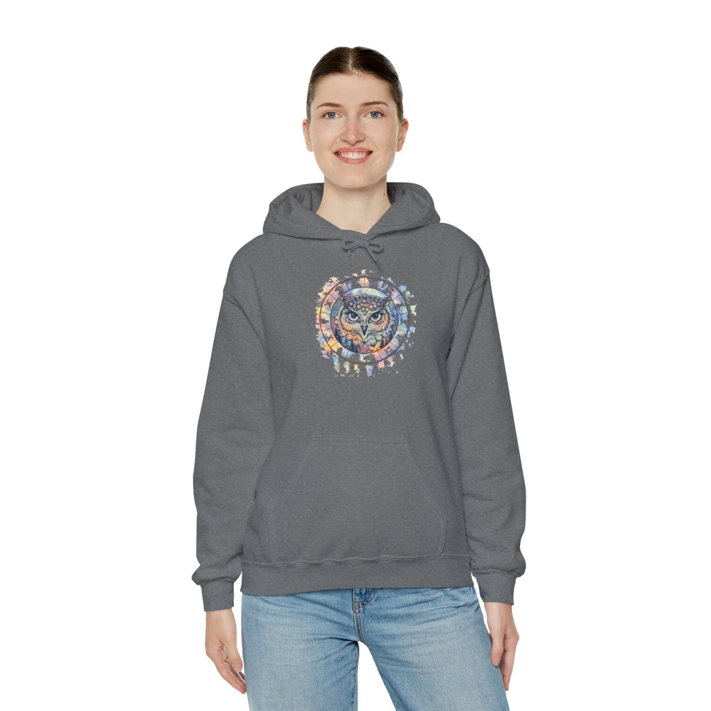 Owl Mandala Hoodie — Colorful Spiritual Owl Graphic Sweatshirt