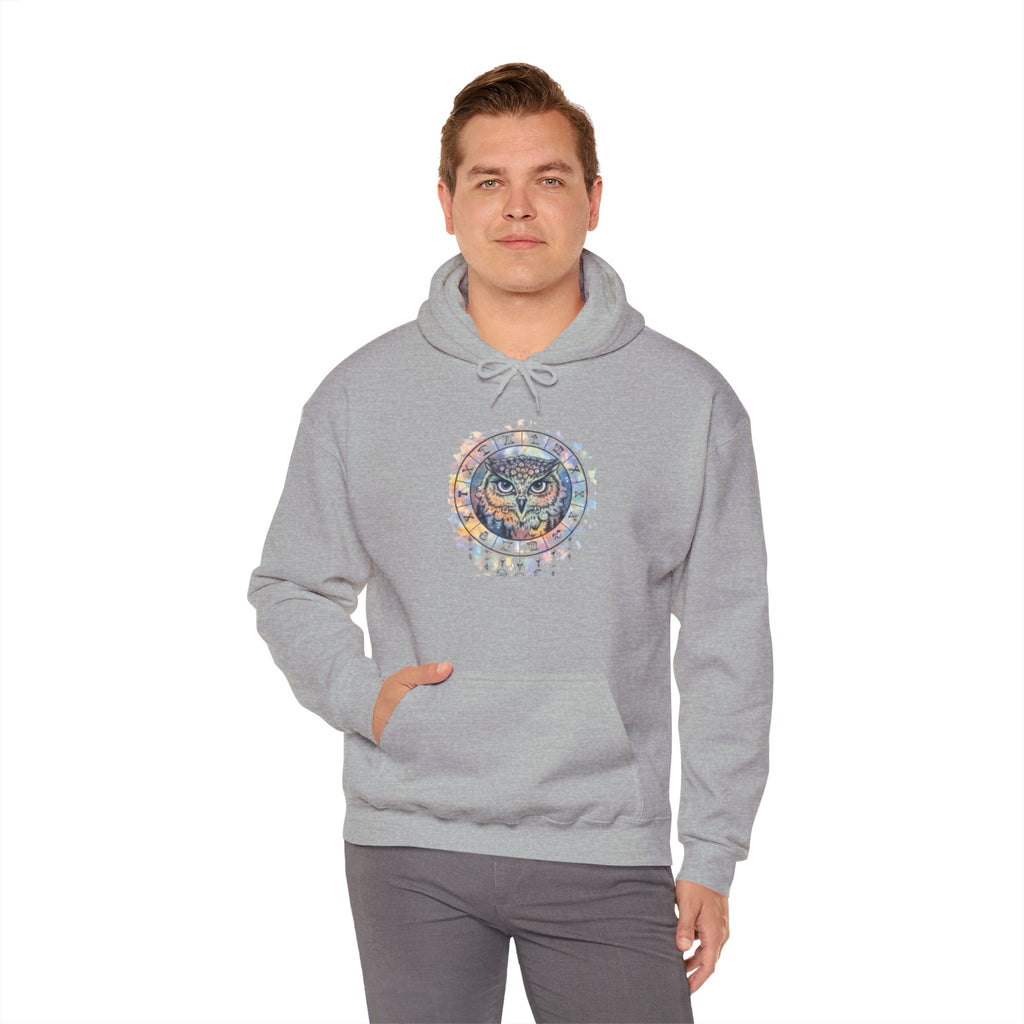 Owl Mandala Hoodie — Colorful Spiritual Owl Graphic Sweatshirt