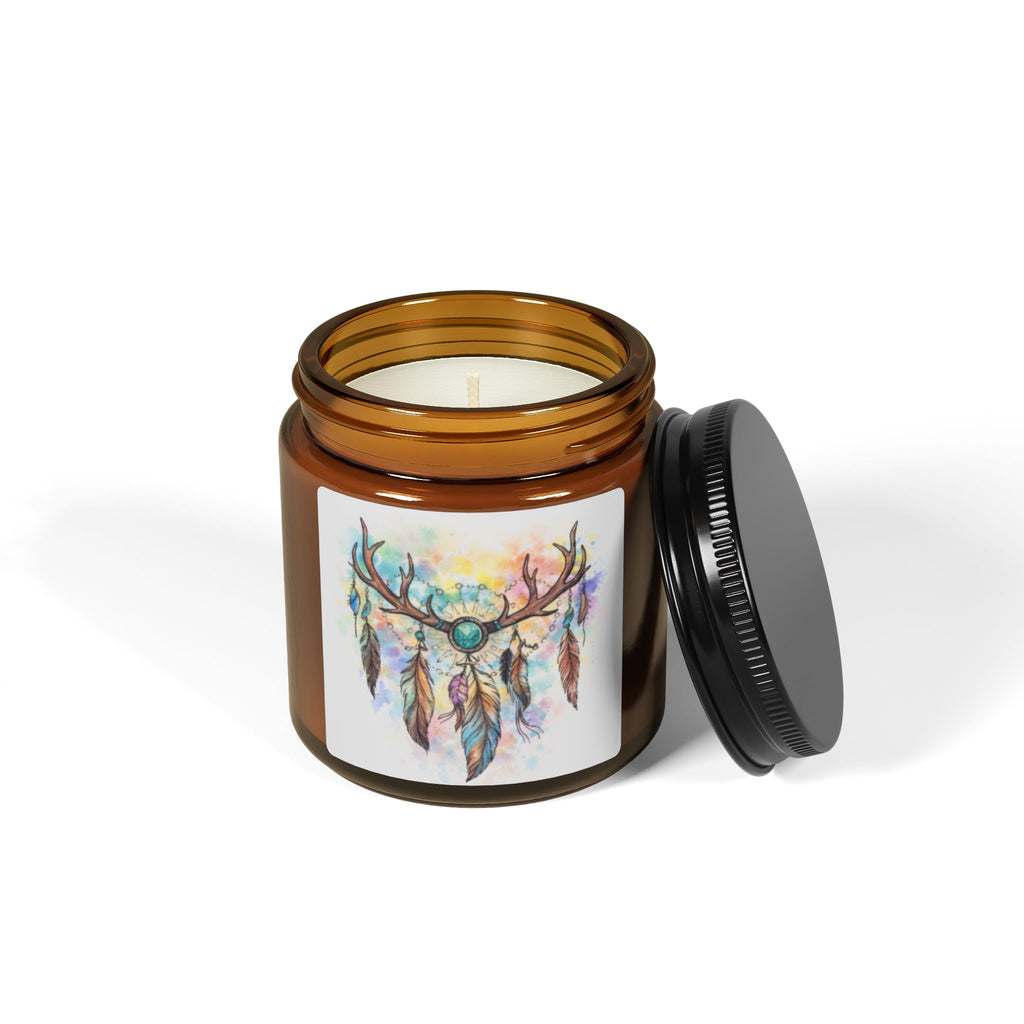Dreamcatcher Antler Soy Candle — Amber Jar Scented Candle