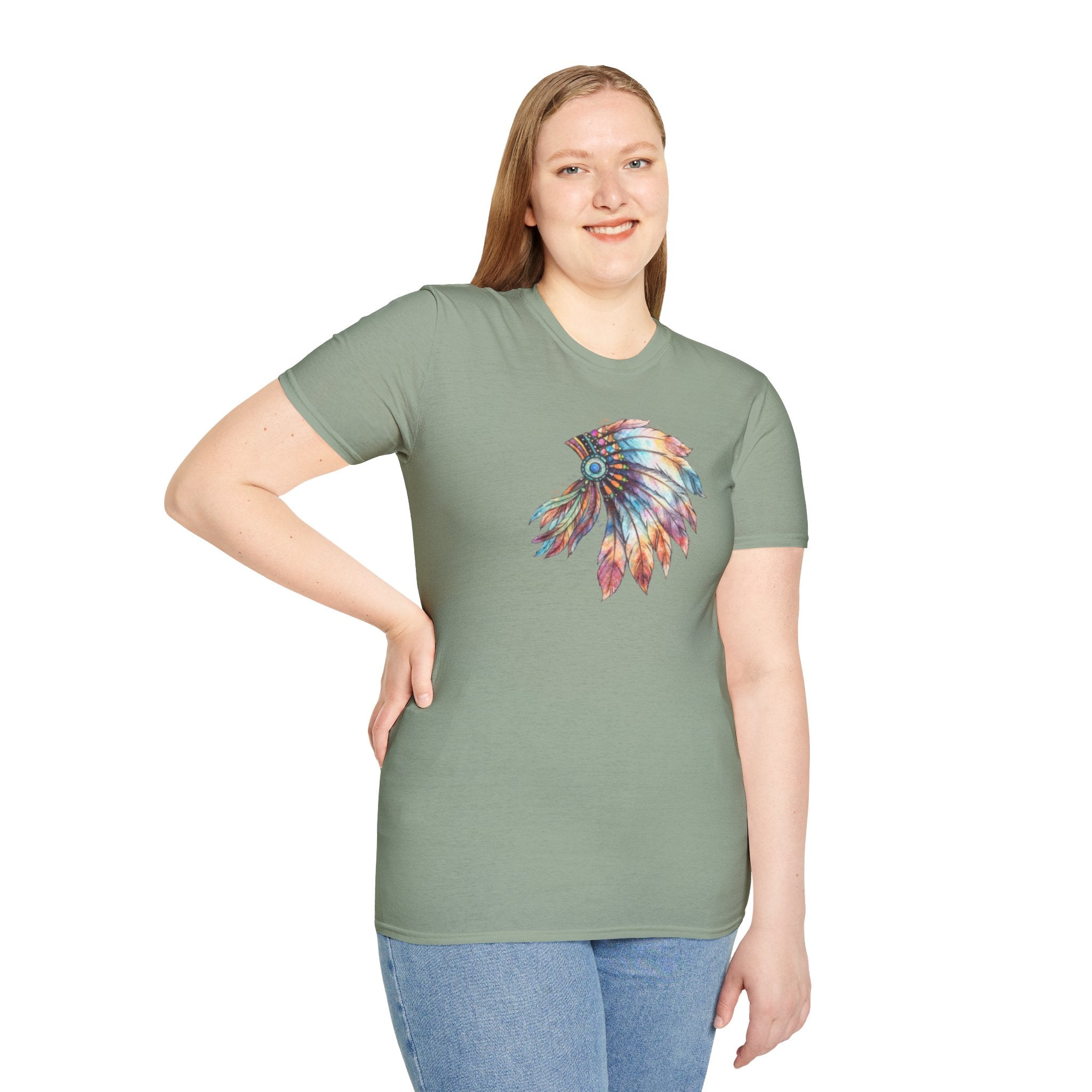 Native American Watercolor Headdress T-Shirt