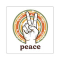 Peace Hand Sign Sticker | Retro Rainbow Square Sticker