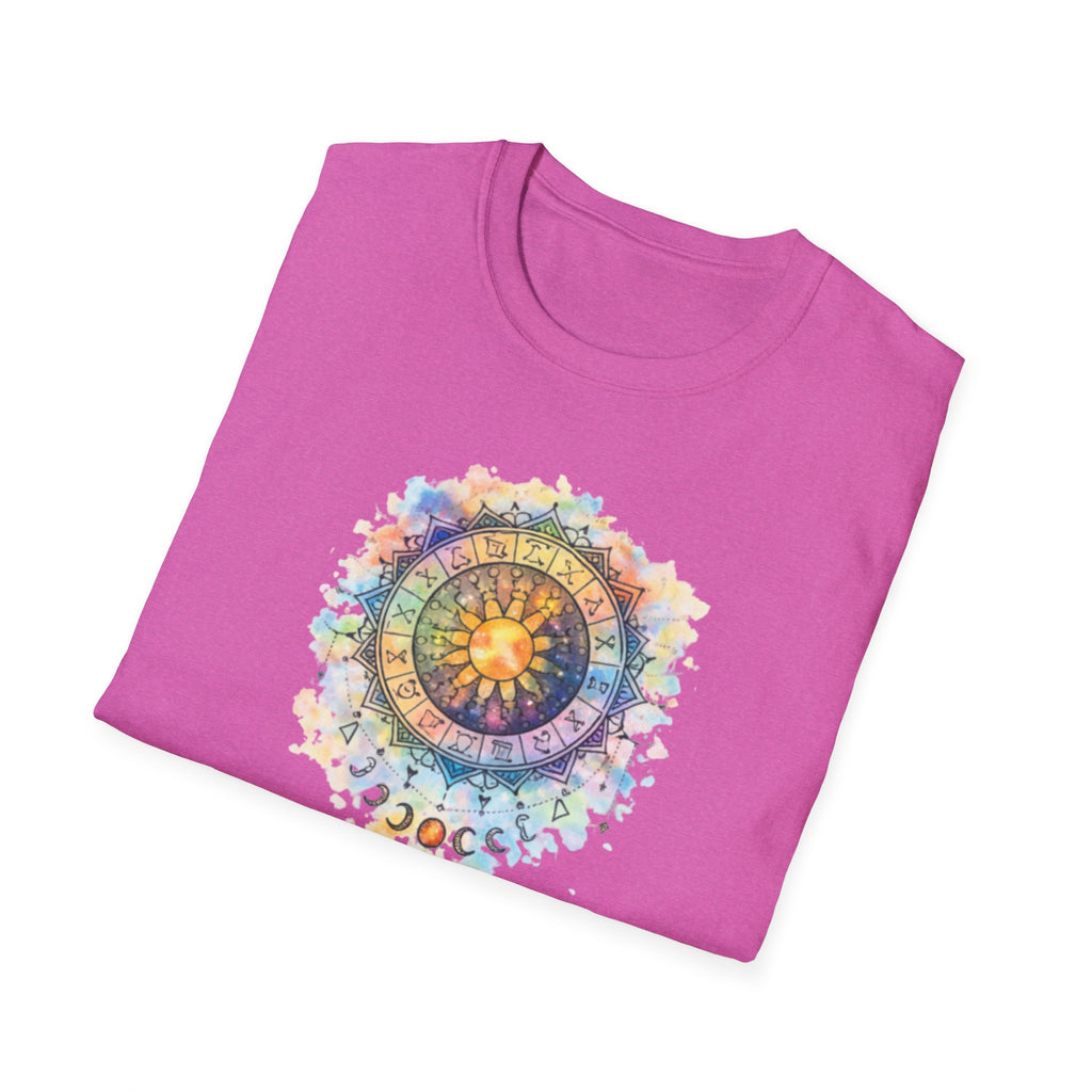 Sun & Moon Zodiac T-Shirt — Watercolor Astrological Mandala Tee