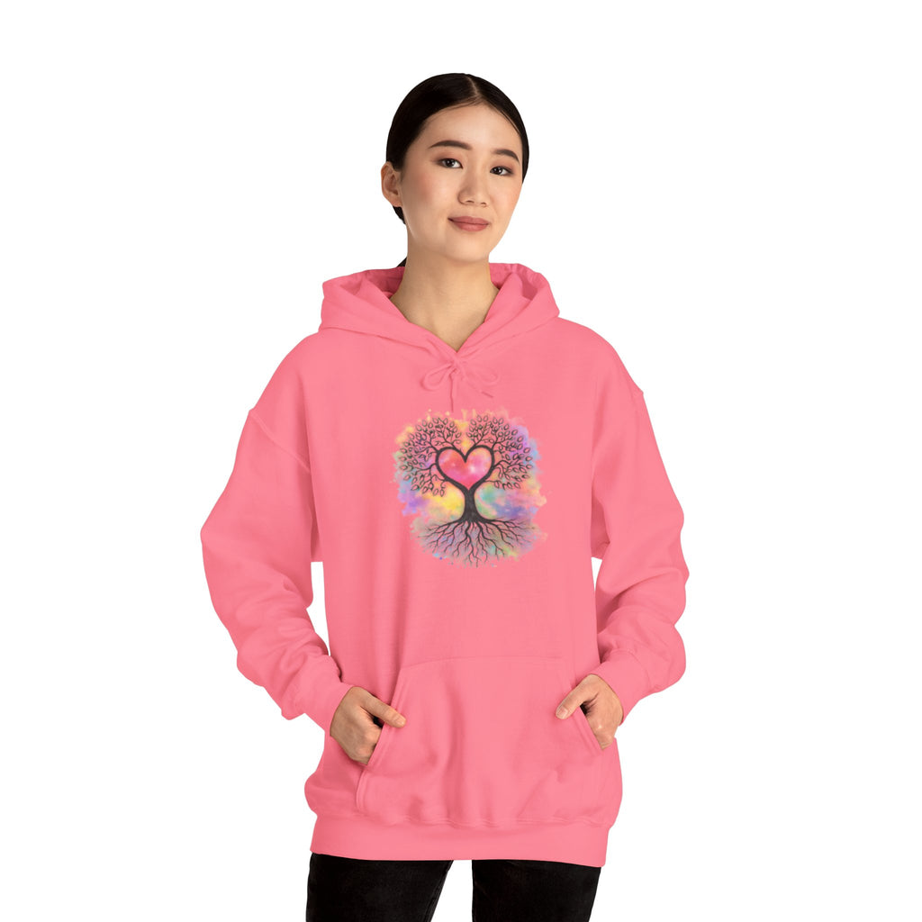 Rainbow Heart Tree Hoodie — Vibrant Spiritual Love Pullover