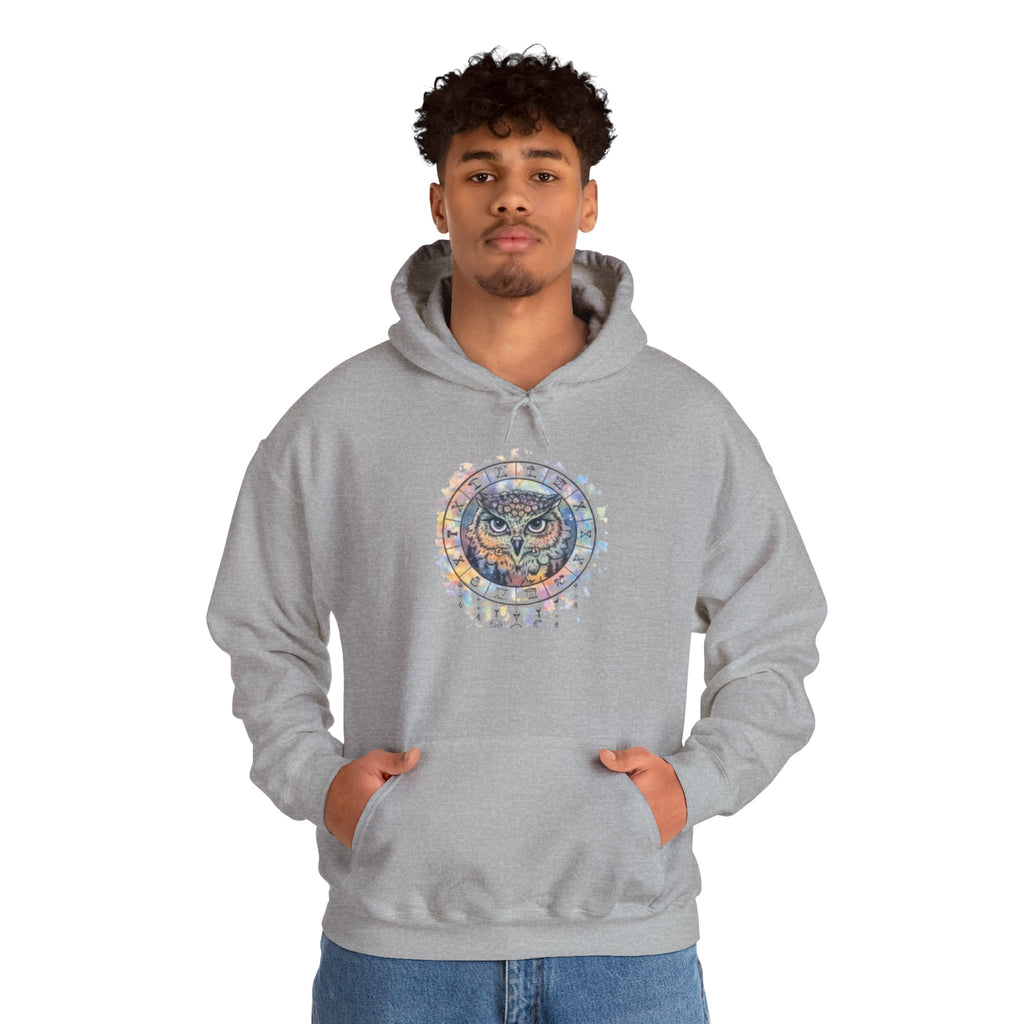 Owl Mandala Hoodie — Colorful Spiritual Owl Graphic Sweatshirt