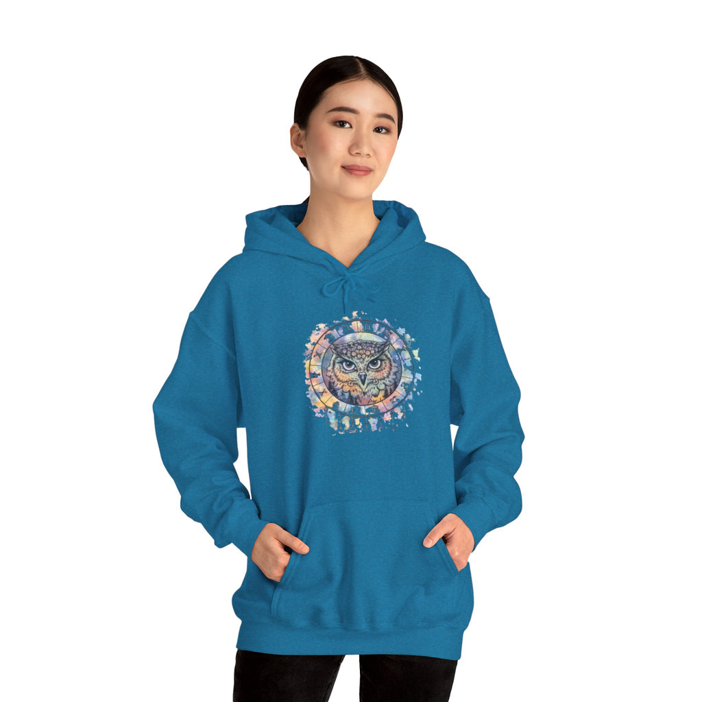 Owl Mandala Hoodie — Colorful Spiritual Owl Graphic Sweatshirt