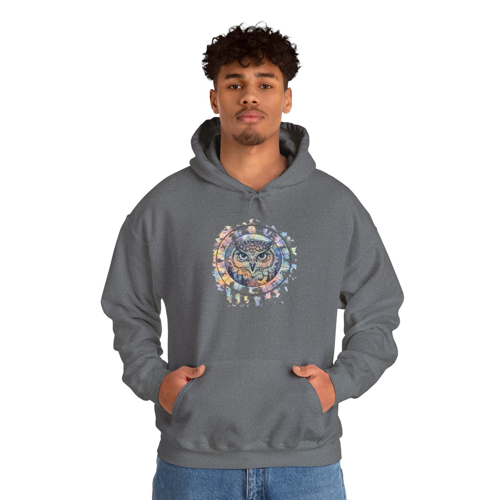 Owl Mandala Hoodie — Colorful Spiritual Owl Graphic Sweatshirt