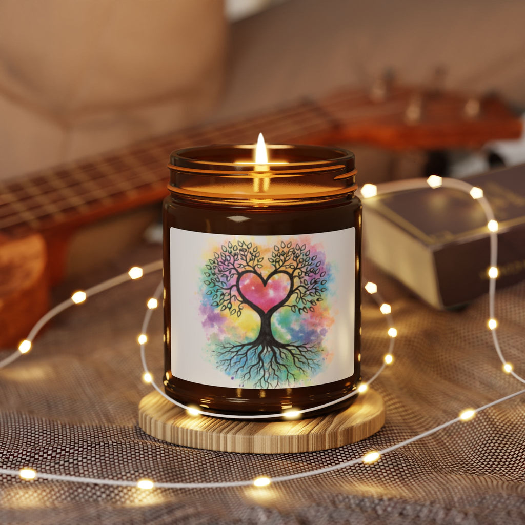 Rainbow Heart Tree Candle | Soy Amber Jar