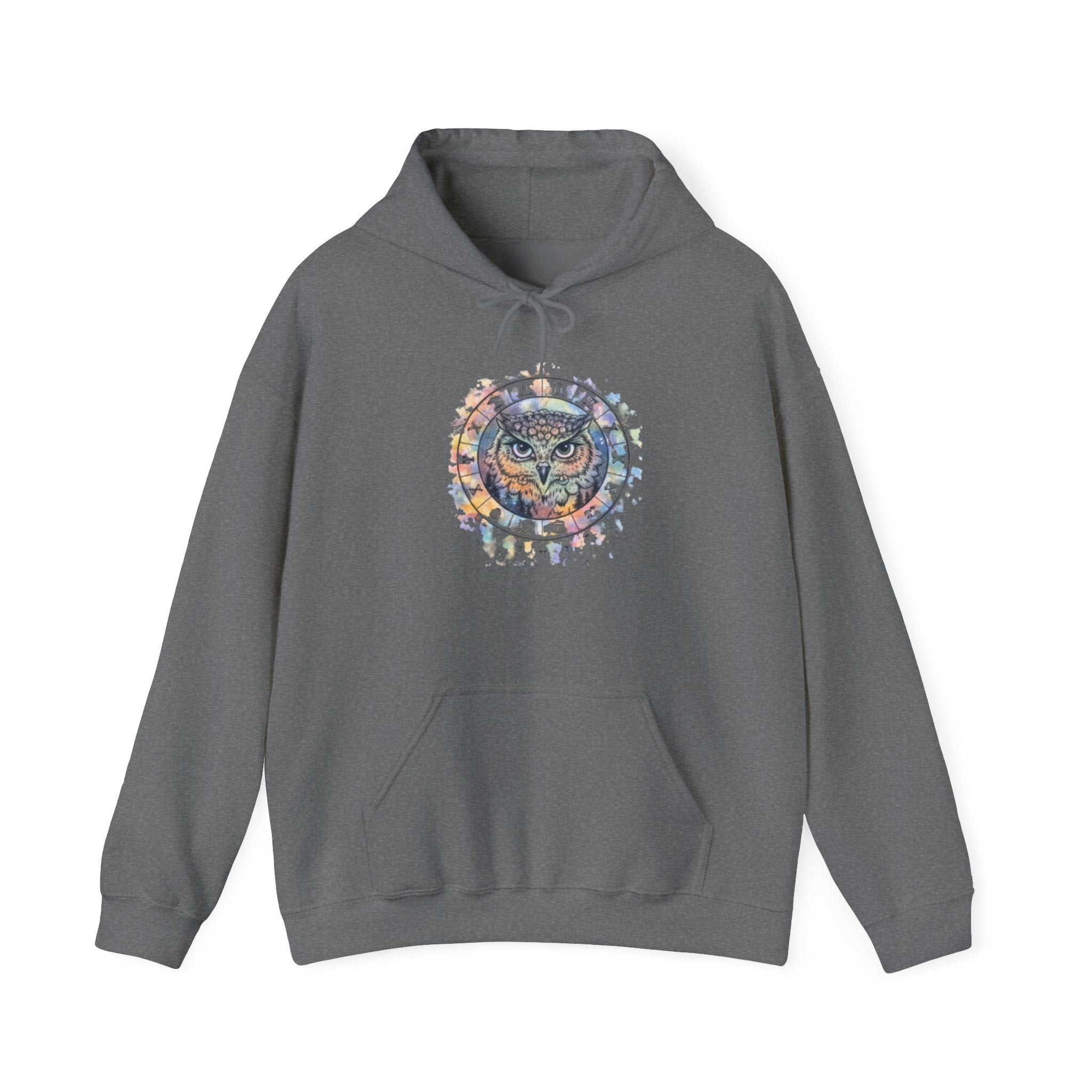 Owl Mandala Hoodie — Colorful Spiritual Owl Graphic Sweatshirt