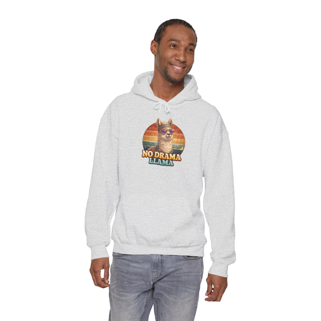 No Drama Llama Hoodie – Retro Sunset Graphic Pullover