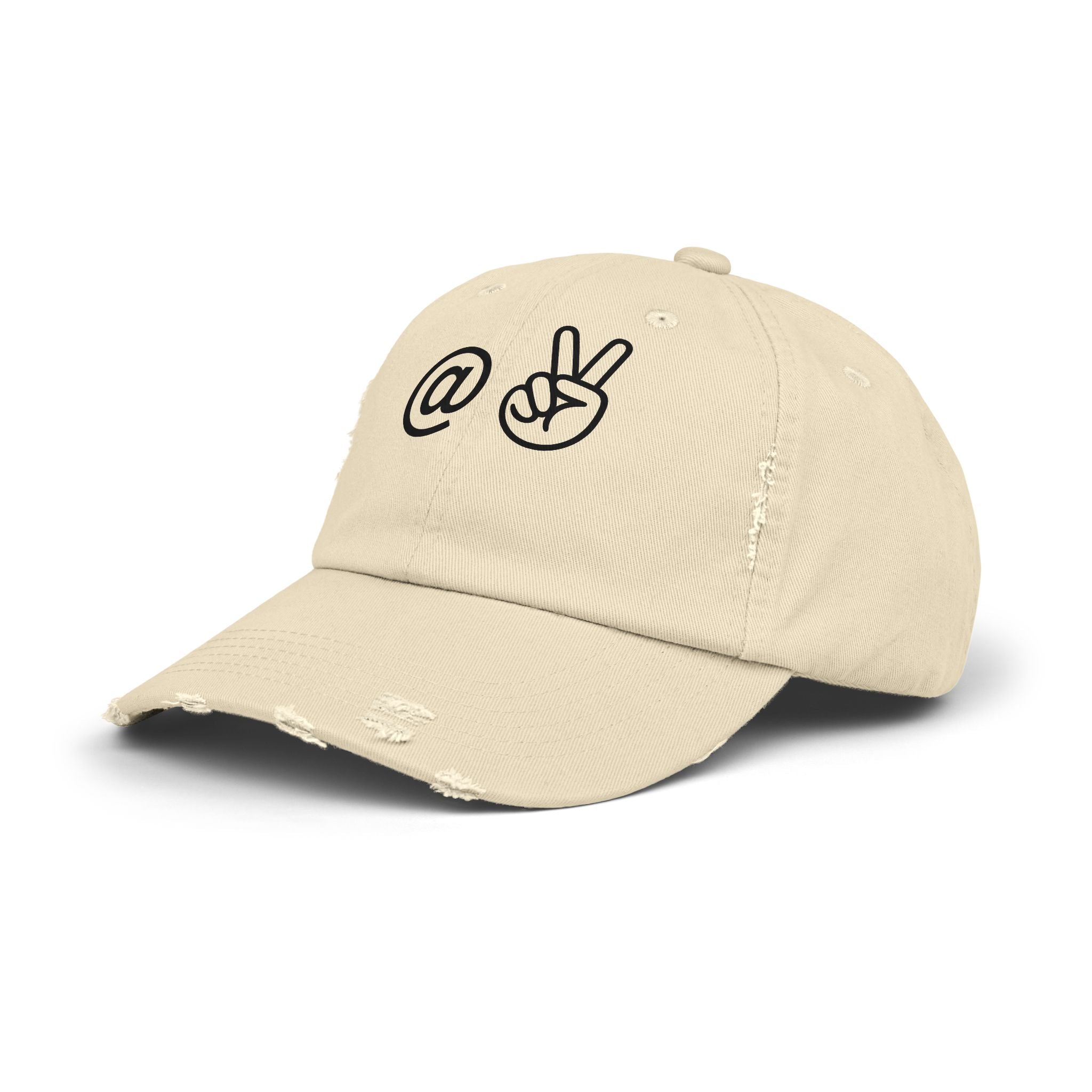 Distressed Embroidered "@ Peace" Cap