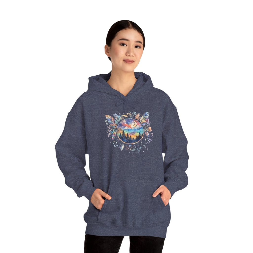 Nature Dreamcatcher Hoodie — Colorful Mountain Sunset Graphic