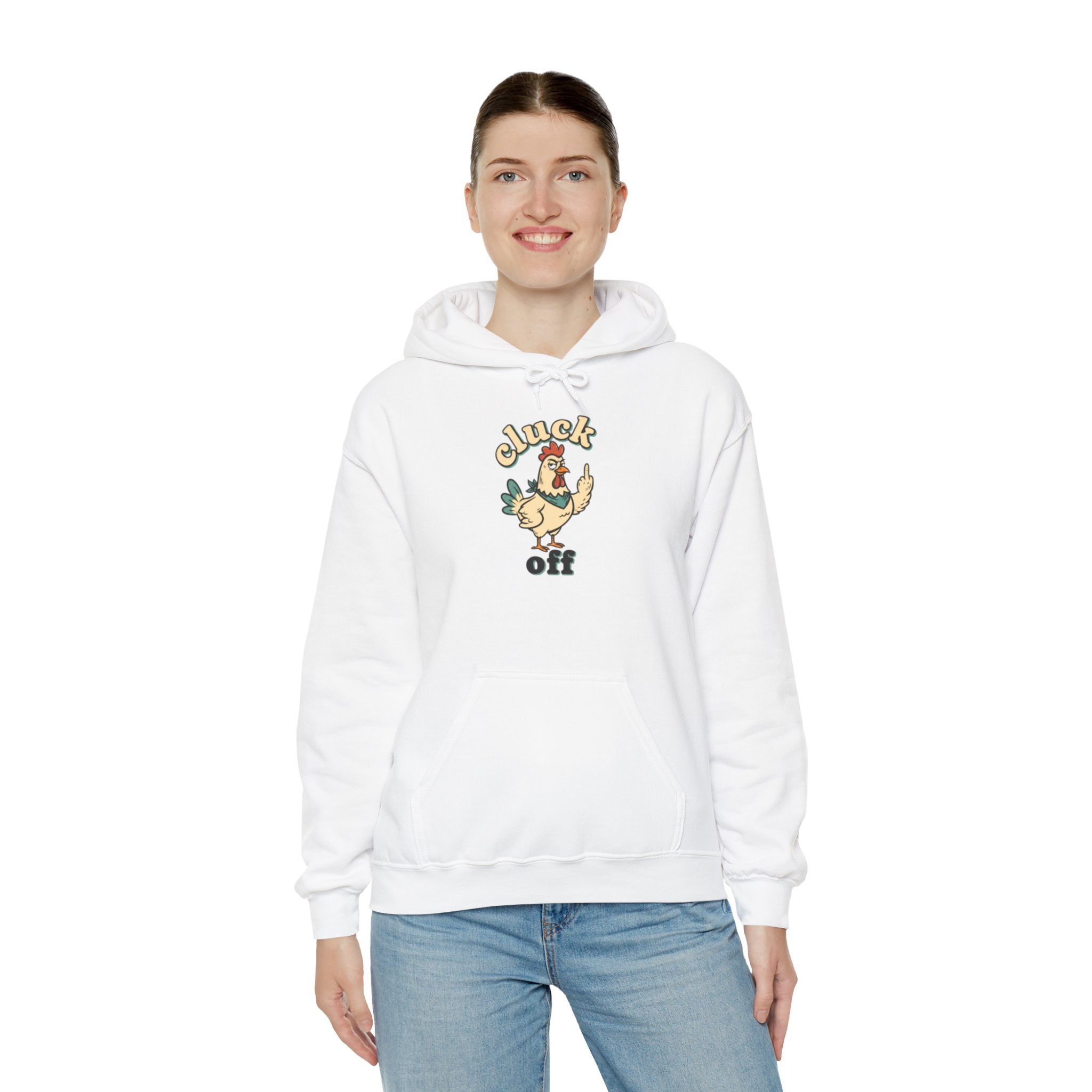 'Cluck Off' Chicken Hoodie – Funny Retro Farm Animal Pullover