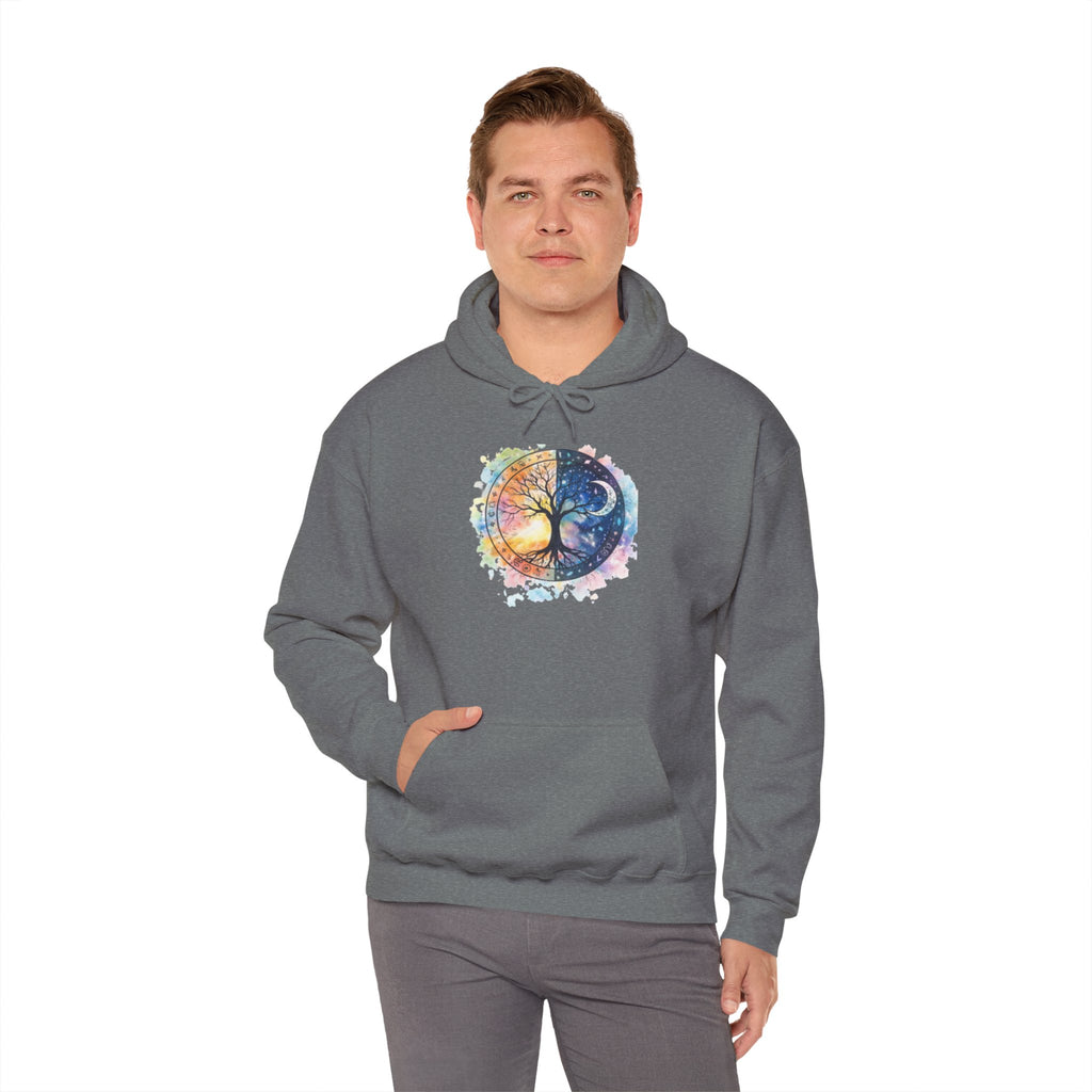 Yin Yang Tree Of Life Hoodie — Colorful Sun & Moon Spiritual Pullover