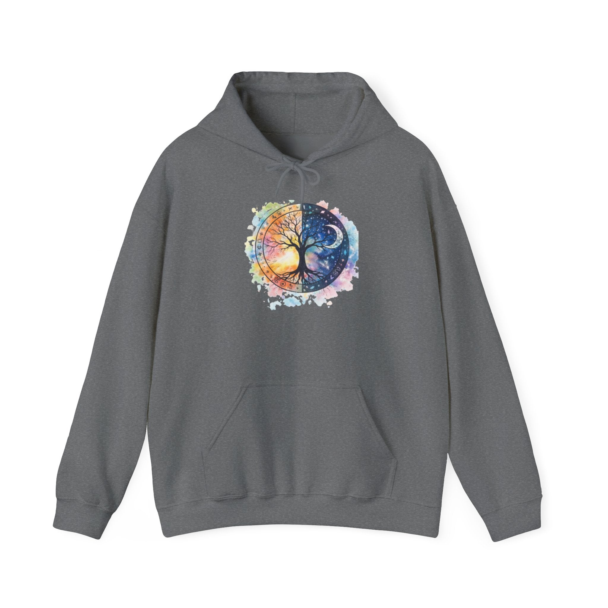 Yin Yang Tree Of Life Hoodie — Colorful Sun & Moon Spiritual Pullover