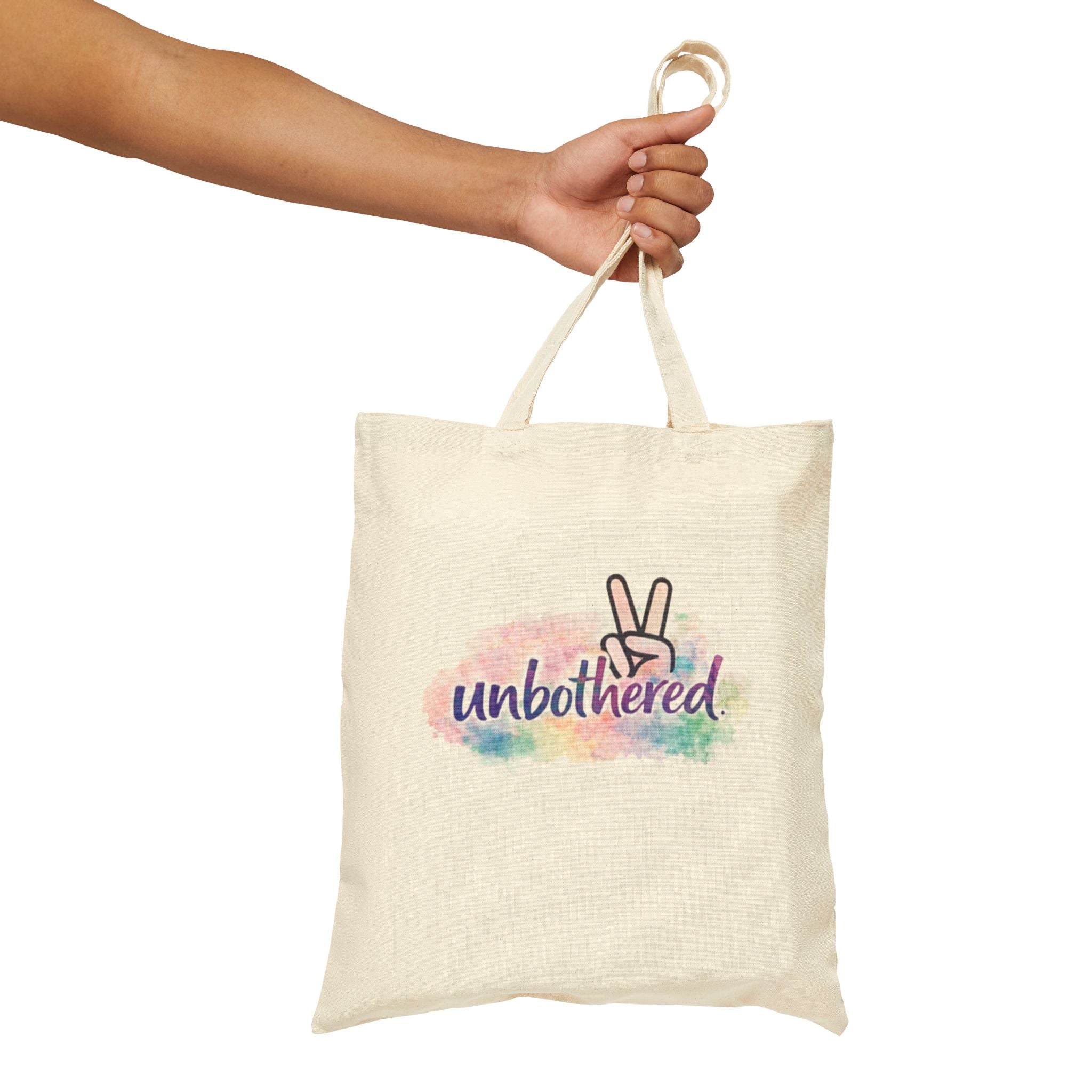 Unbothered Peace Sign Canvas Tote — Cotton Grocery & Everyday Bag