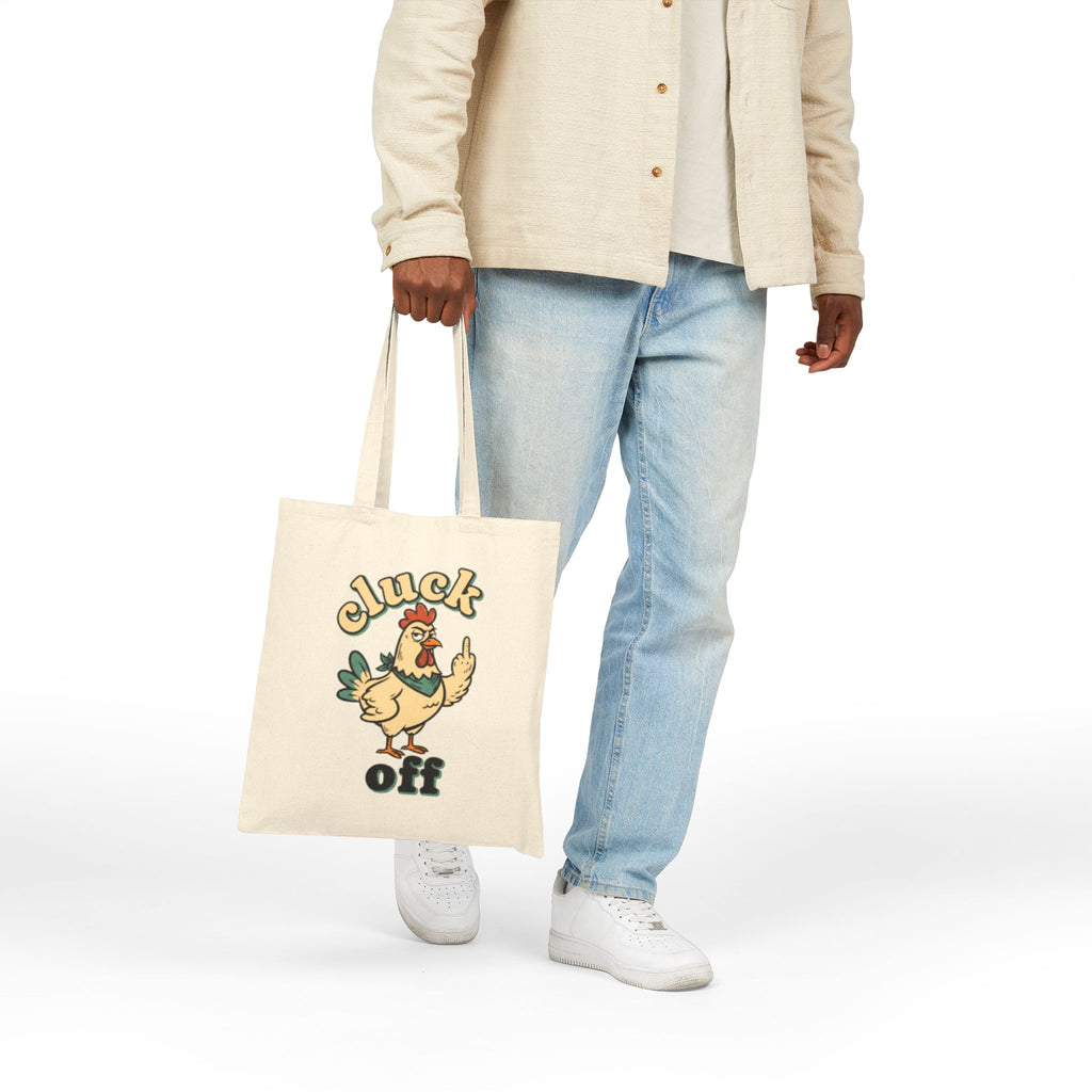 'Cluck Off' Tote Bag — Retro Rooster Canvas Tote