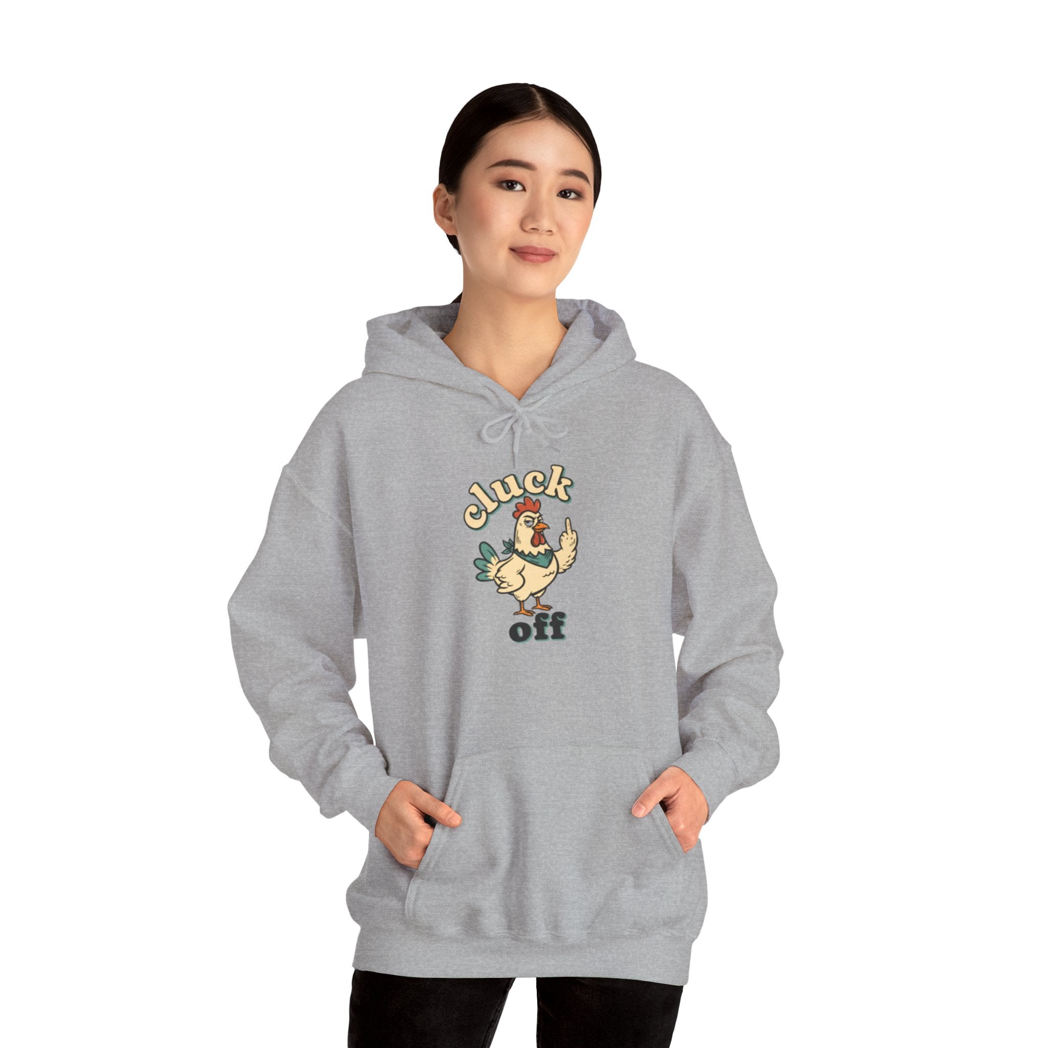 'Cluck Off' Chicken Hoodie – Funny Retro Farm Animal Pullover