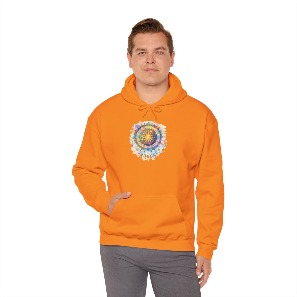 Astrology Compass Hoodie — Boho Tie-Dye Mandala Graphic
