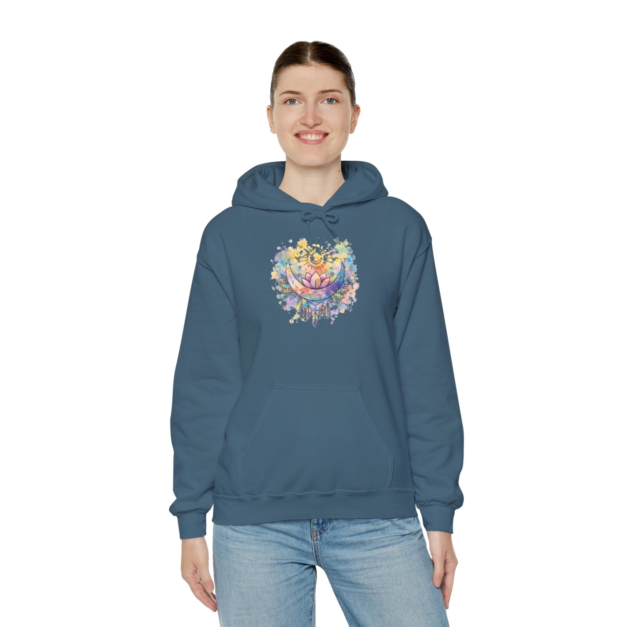 Lotus Watercolor Hoodie – Boho Spiritual Yoga Sweatshirt