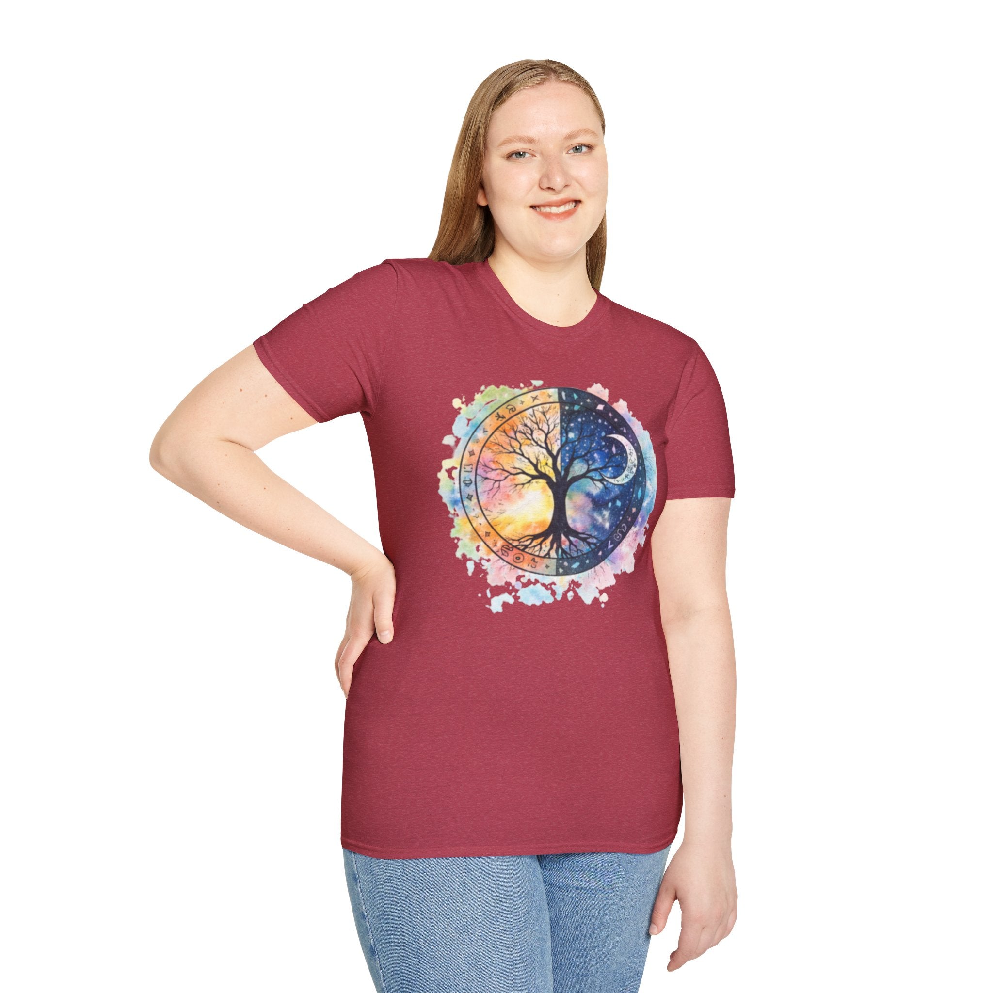 Tree of Life Yin Yang T-Shirt — Watercolor Sun & Moon Graphic Tee