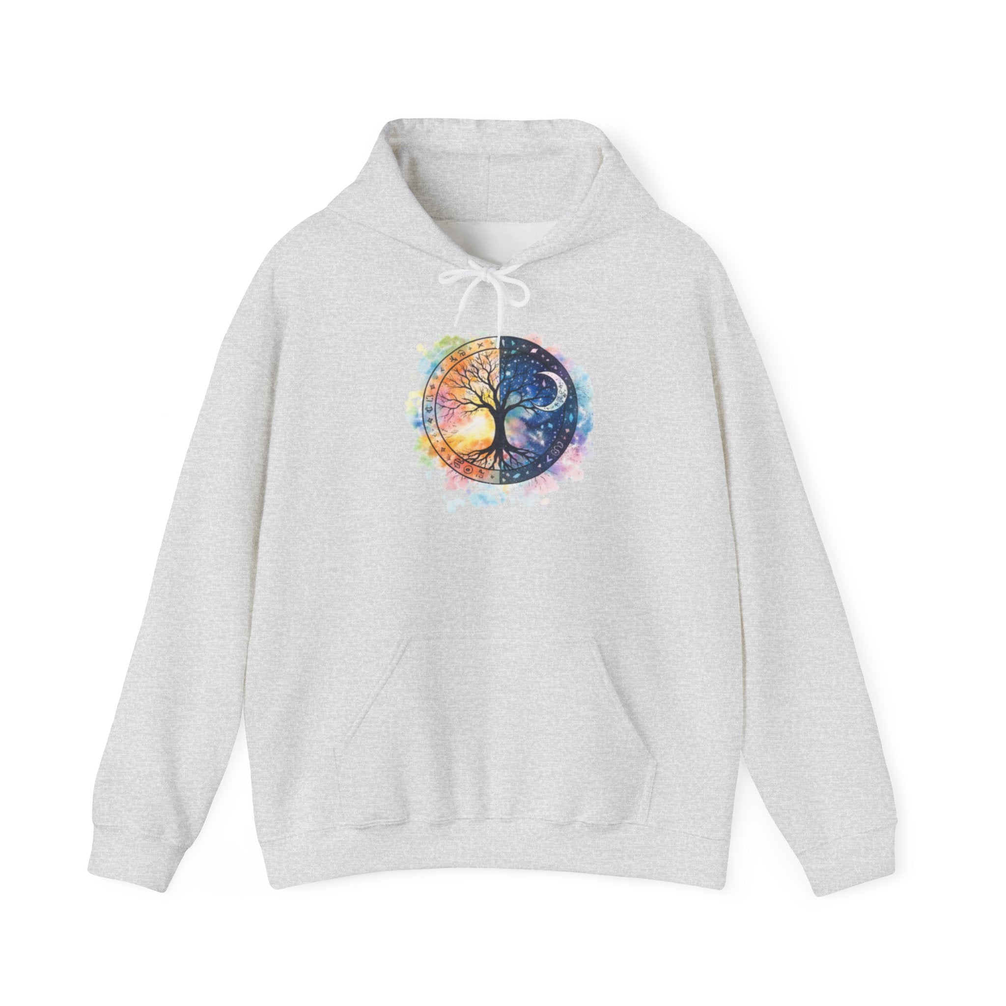 Yin Yang Tree Of Life Hoodie — Colorful Sun & Moon Spiritual Pullover