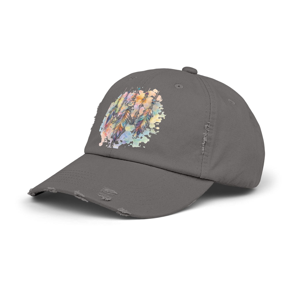 Distressed Cap with Watercolor Dreamcatcher Design