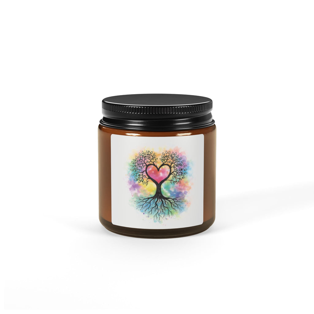 Rainbow Heart Tree Candle | Soy Amber Jar