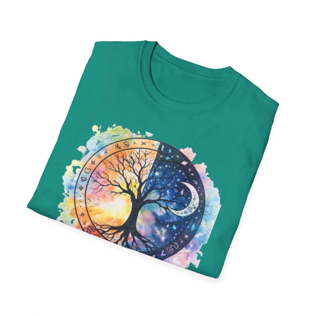 Tree of Life Yin Yang T-Shirt — Watercolor Sun & Moon Graphic Tee