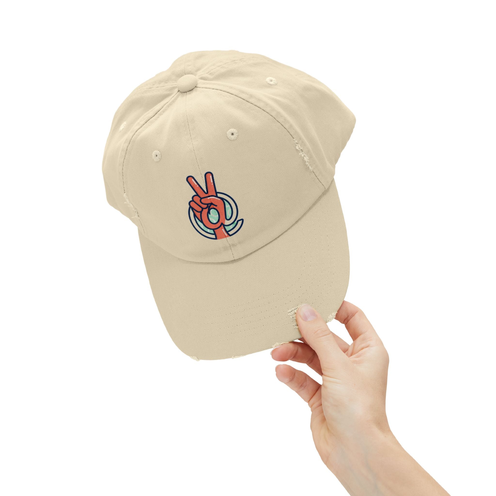 Peace Hand Distressed Cap — Vintage Peace Sign Baseball Hat