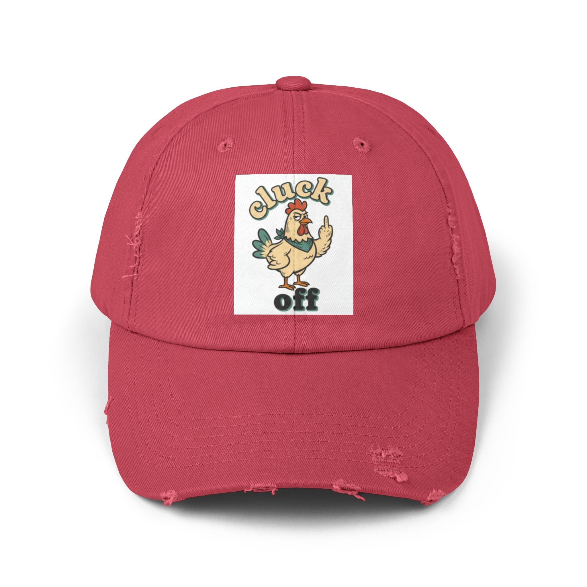 Cluck Off' Retro Rooster Distressed Hat