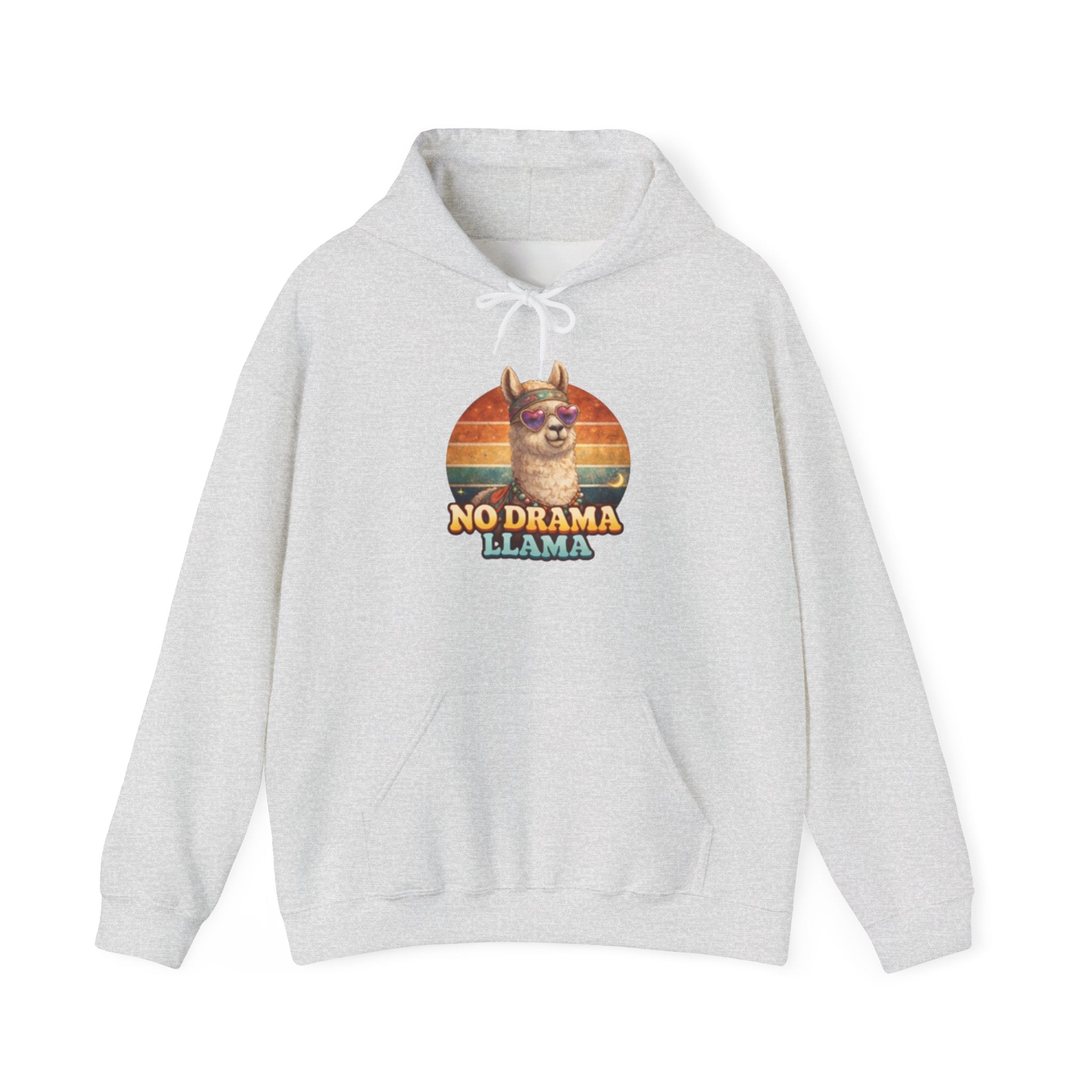 No Drama Llama Hoodie – Retro Sunset Graphic Pullover