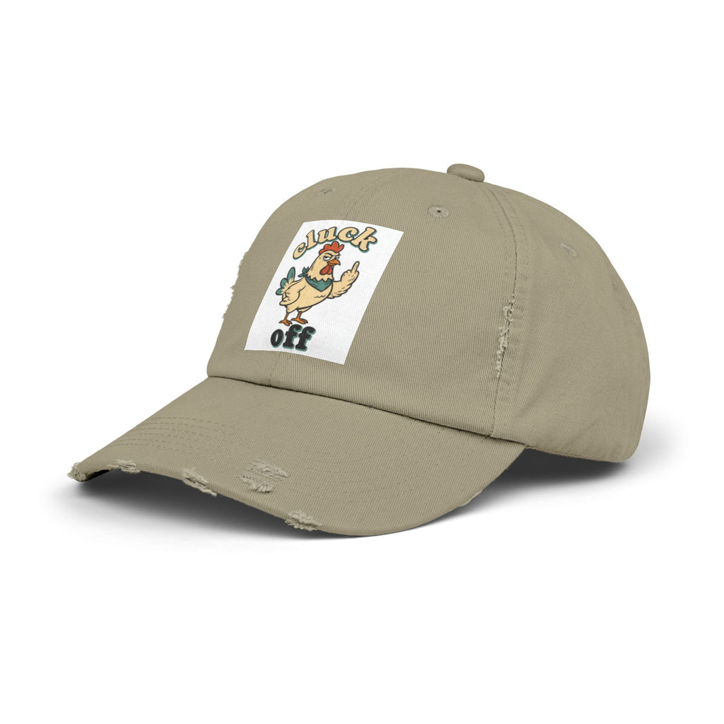 Cluck Off' Retro Rooster Distressed Hat