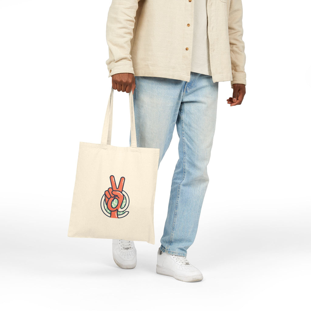 Retro Peace Hand Graphic Cotton Canvas Tote — Eco Market Bag