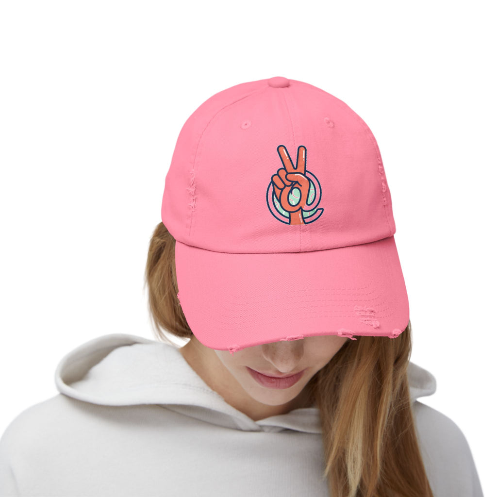 Peace Hand Distressed Cap — Vintage Peace Sign Baseball Hat