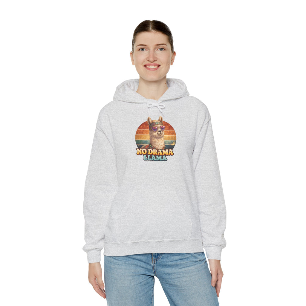 No Drama Llama Hoodie – Retro Sunset Graphic Pullover