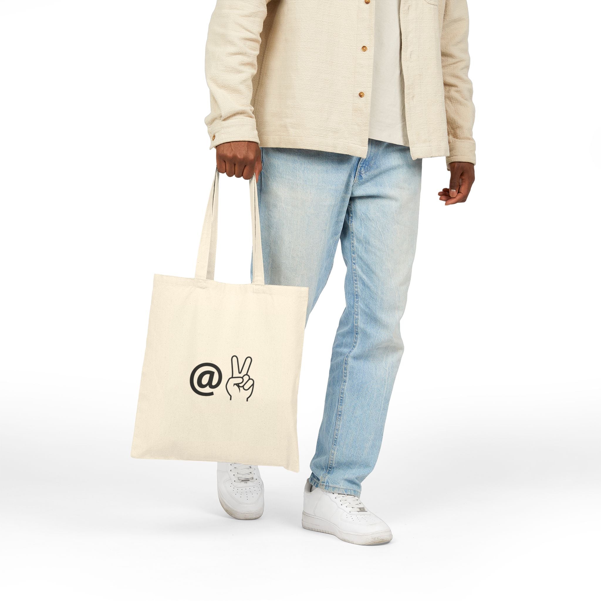 At Peace Canvas Tote Bag — Cotton Canvas Carryall with 'At Peace' Design