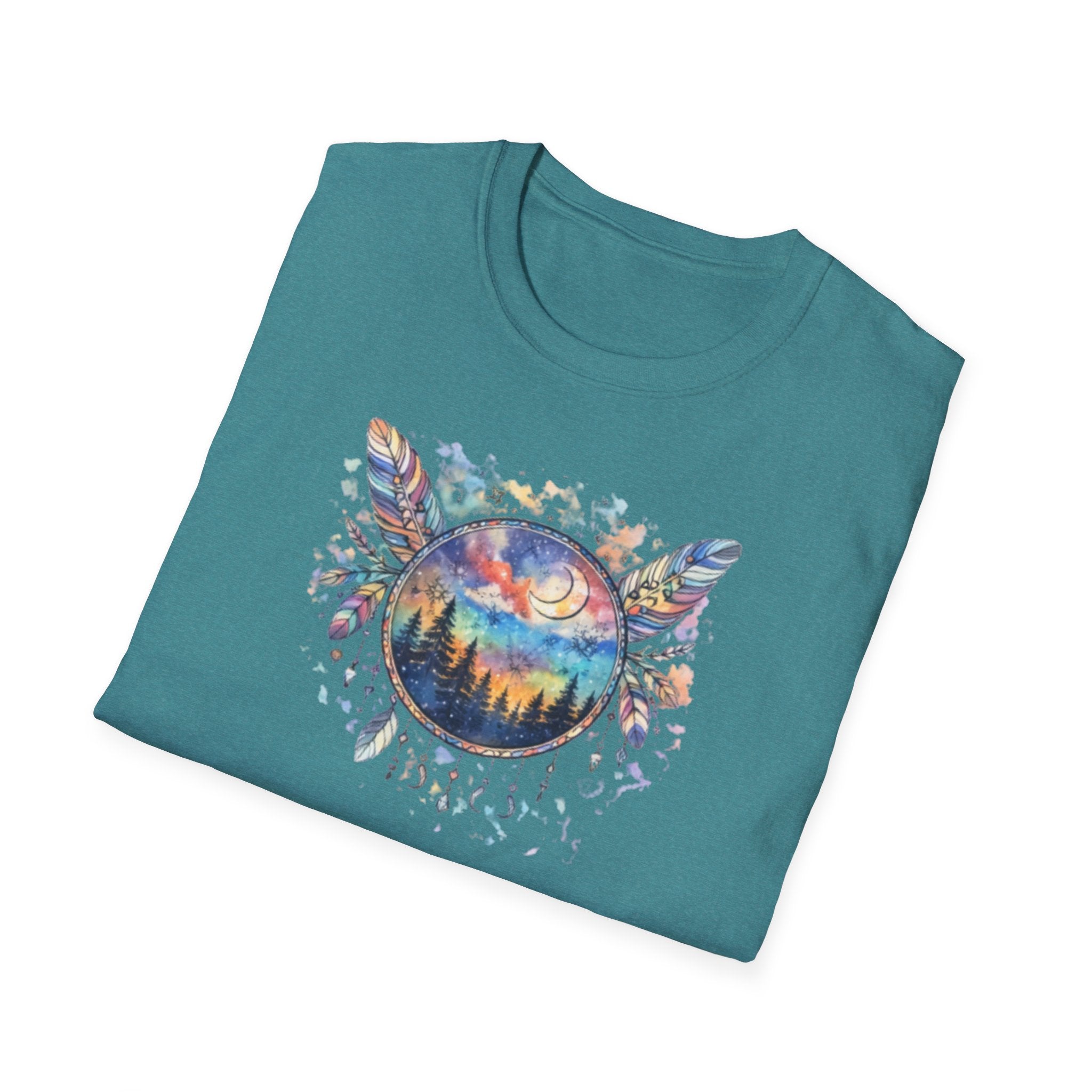 Watercolor Dreamcatcher Sunset T-Shirt — Boho Spiritual Tee