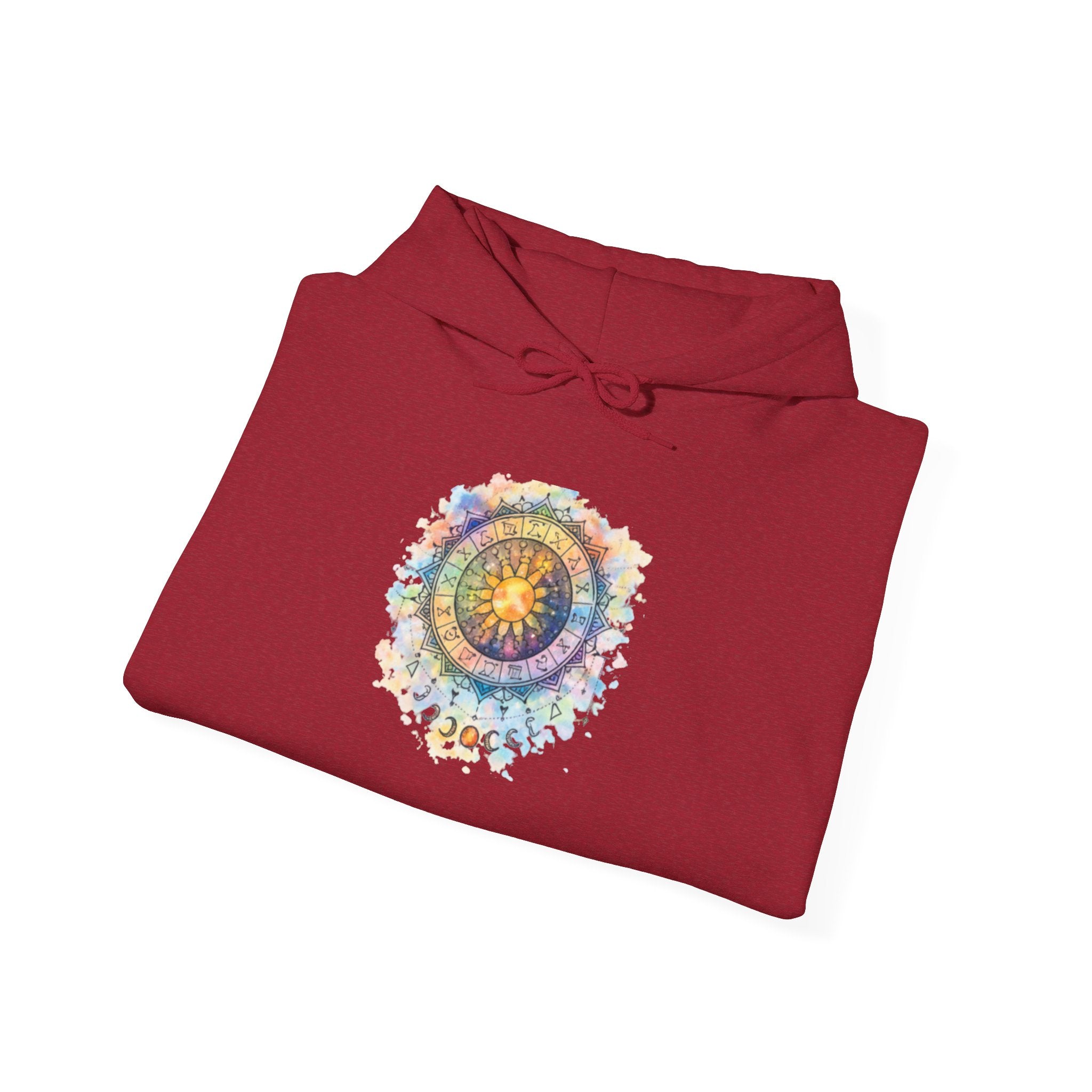 Astrology Compass Hoodie — Boho Tie-Dye Mandala Graphic