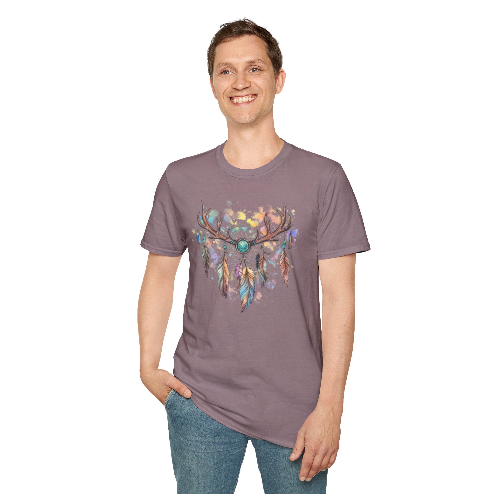 Boho Antler Dreamcatcher Watercolor T-Shirt