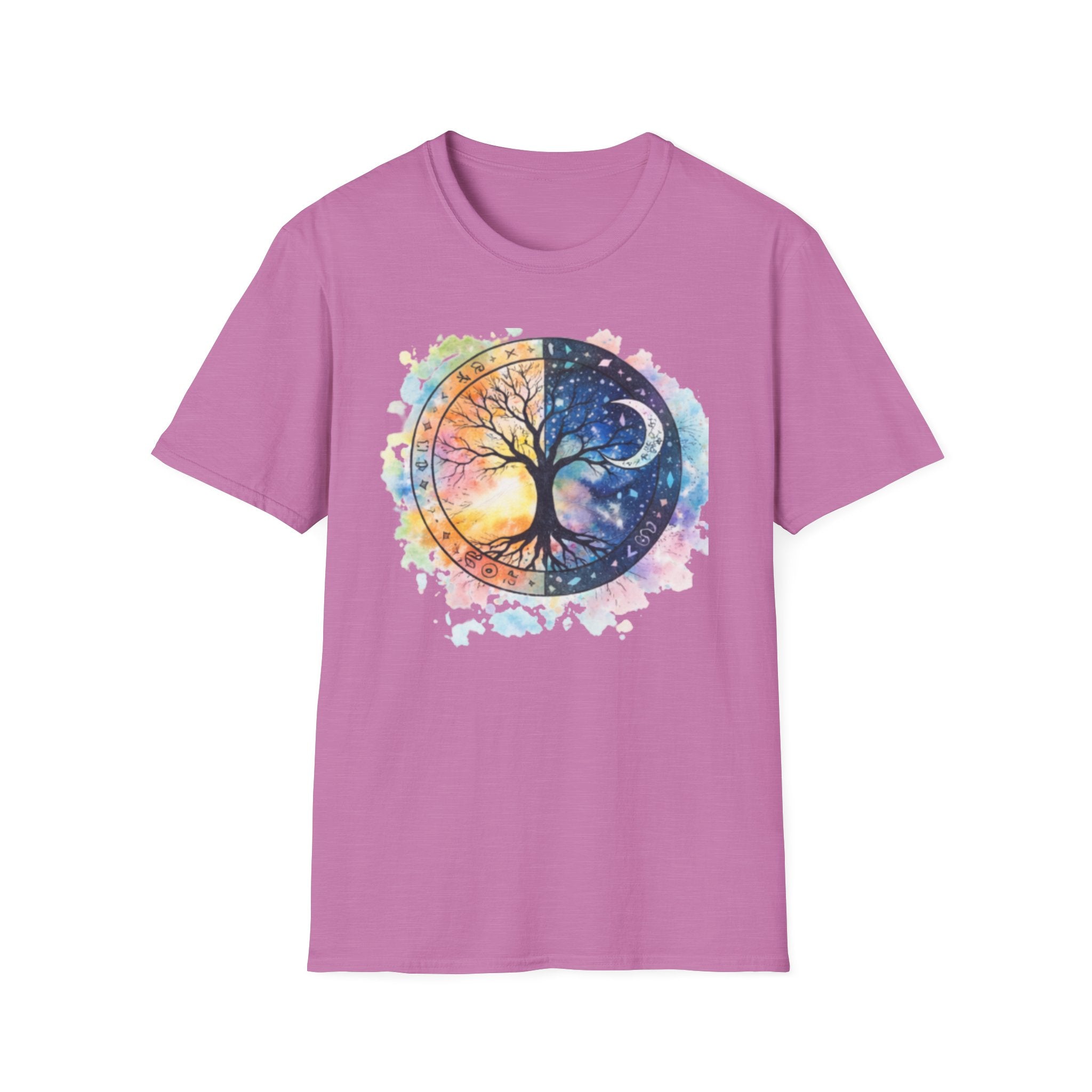 Tree of Life Yin Yang T-Shirt — Watercolor Sun & Moon Graphic Tee