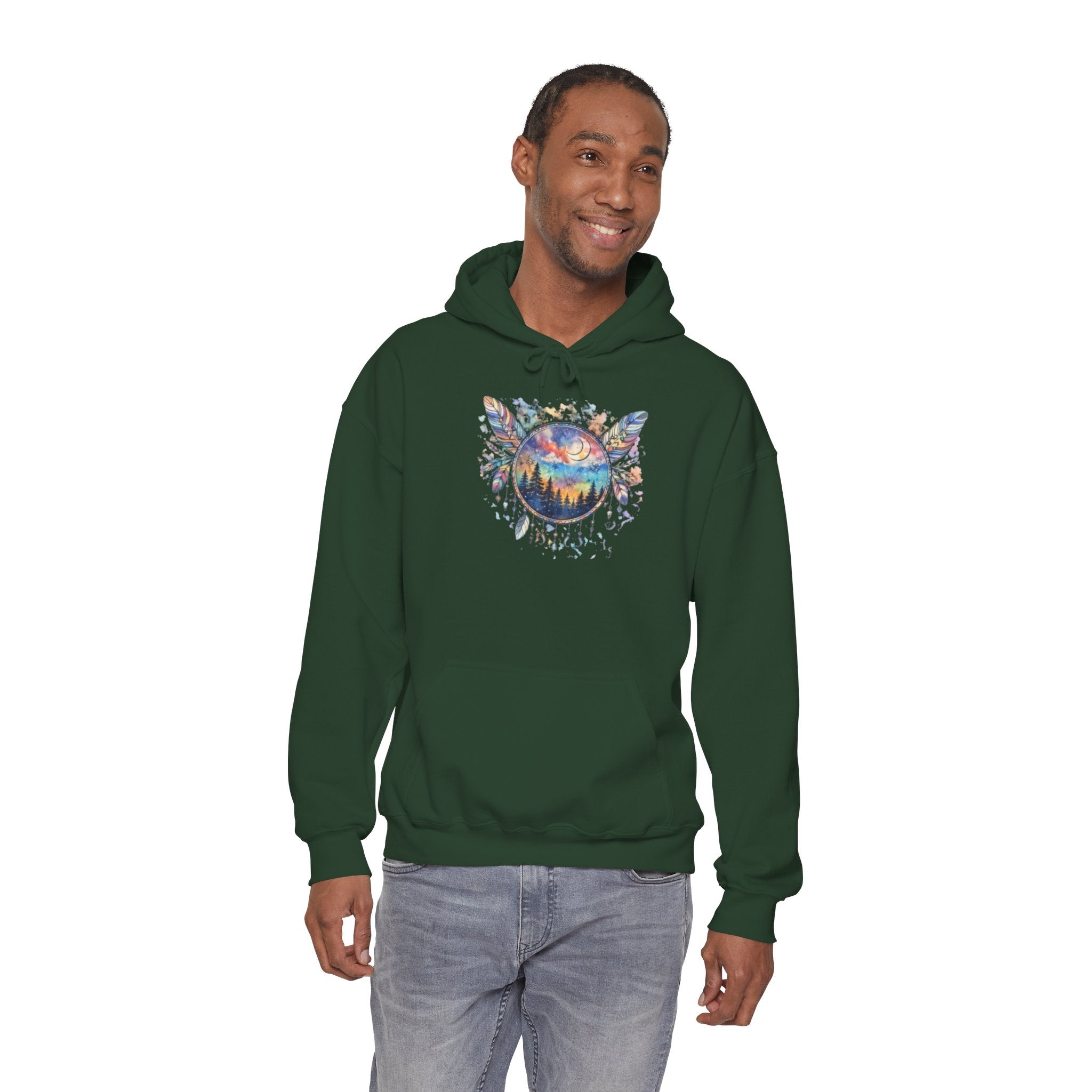 Nature Dreamcatcher Hoodie — Colorful Mountain Sunset Graphic