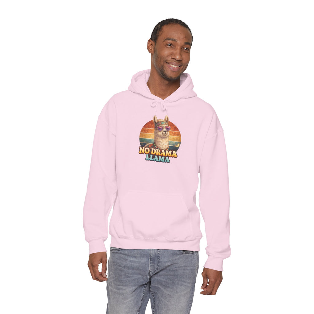 No Drama Llama Hoodie – Retro Sunset Graphic Pullover