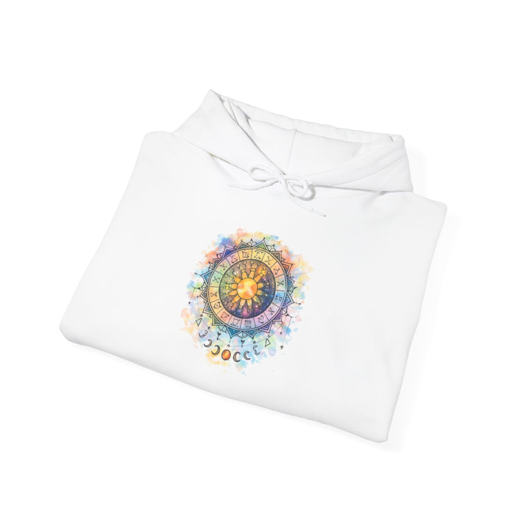 Astrology Compass Hoodie — Boho Tie-Dye Mandala Graphic