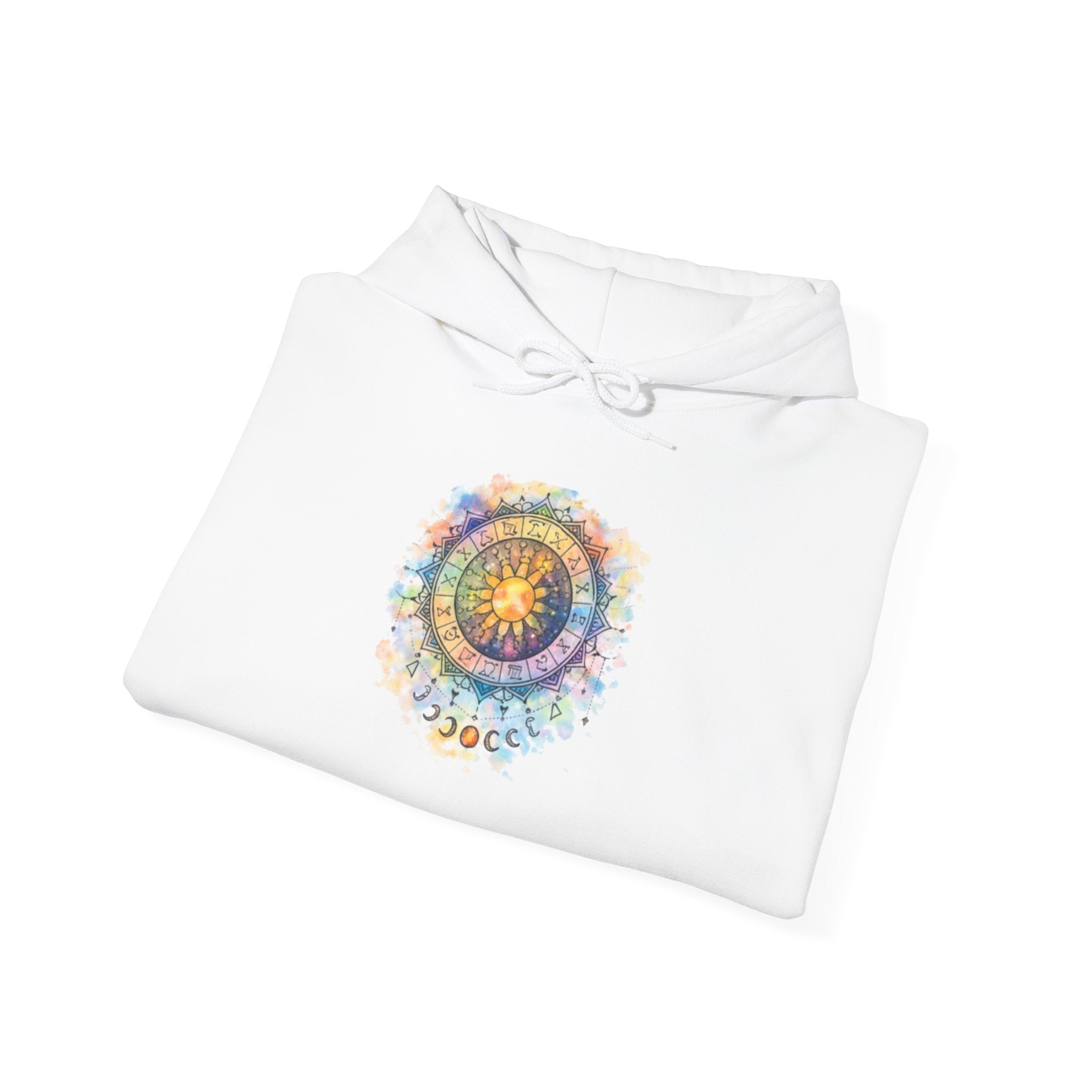 Astrology Compass Hoodie — Boho Tie-Dye Mandala Graphic