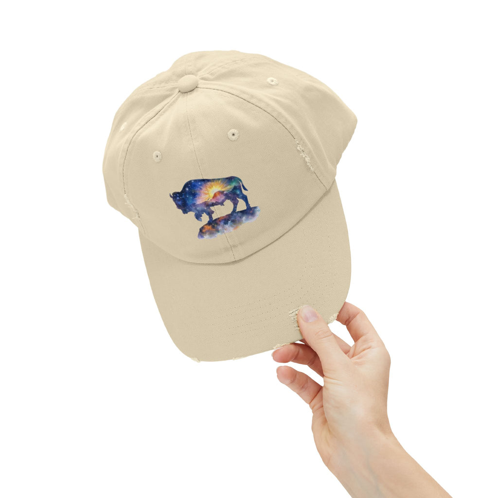Distressed Bison Hat — Galaxy Sky Bison Cap