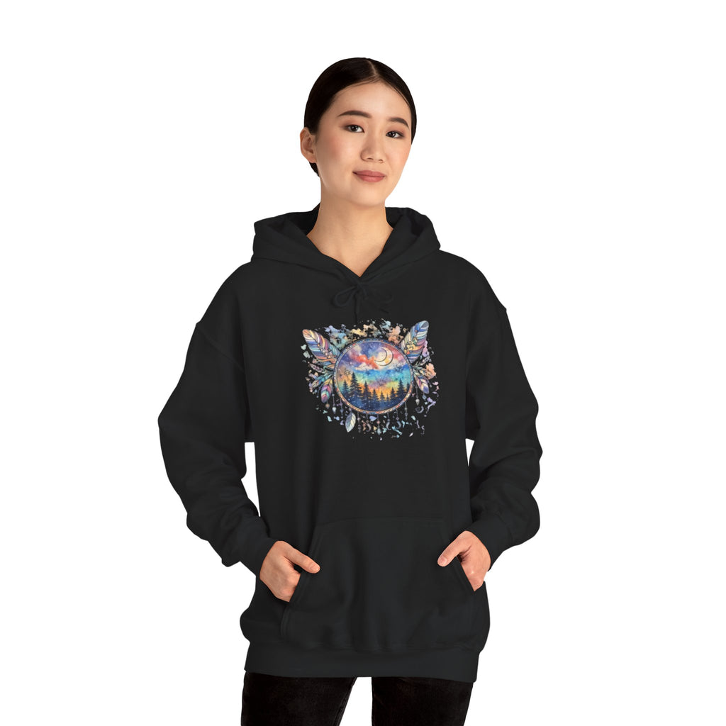 Nature Dreamcatcher Hoodie — Colorful Mountain Sunset Graphic